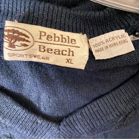 Pebble Beach Acrylic V Neck Long Sleeves Cable Knit Blue Sweater Size X Large. - Picture 3 of 3